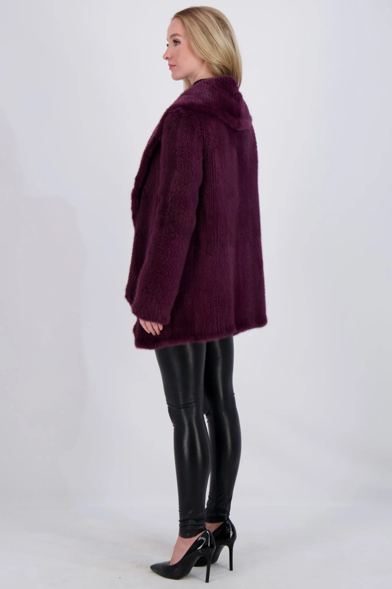 KNITTED MINK RUFFLE JACKET