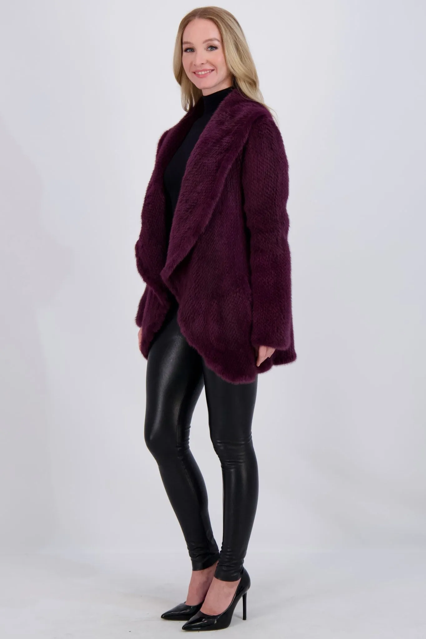 KNITTED MINK RUFFLE JACKET