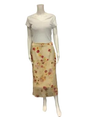 Zara Skirt Lined Midi Length Floral Print w/Tags Size: S